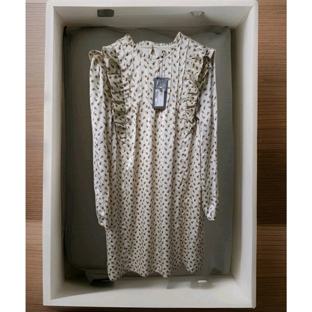 Mo:vint Anthropologie Womens Long Sleeve Ruffle Dress Size Medium